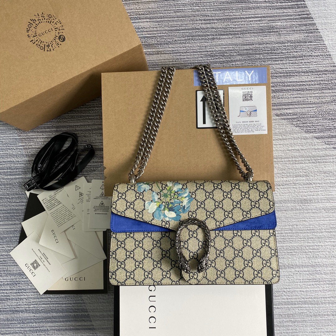 Gucci Dionysus Small GG Supreme Shoulder Bag 400249 Blue